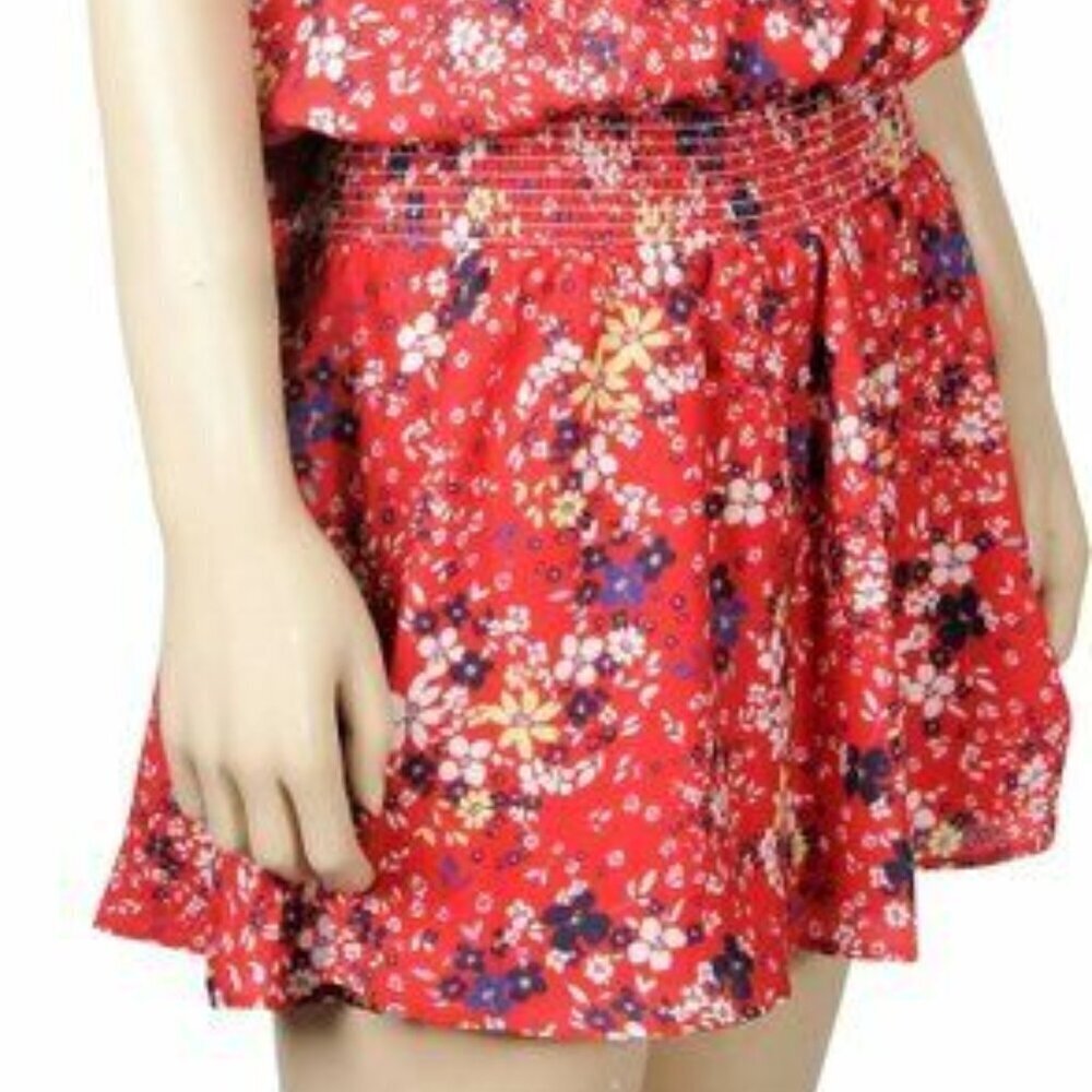 Parker Red Scilla Floral Ruffle Smocked Waist Mini Dress M NWT - Picture 4 of 11